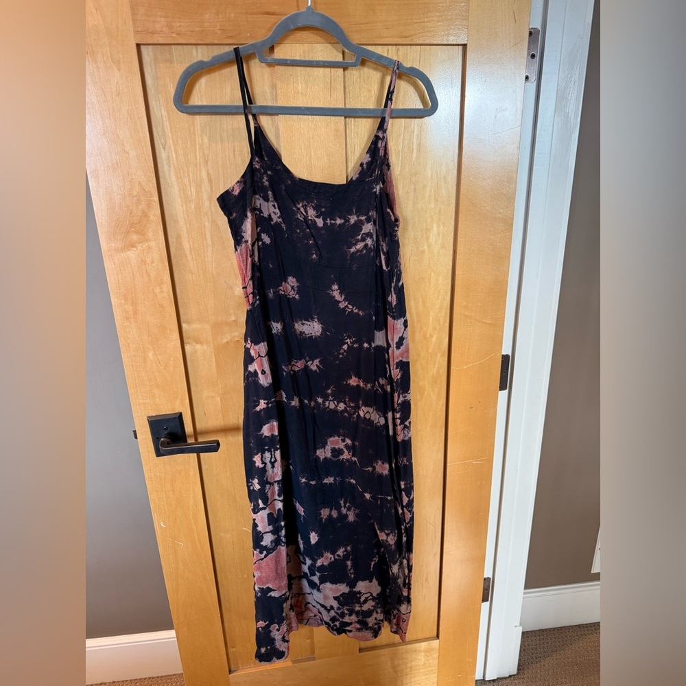 LACAUSA Black and Pink Tie-Dye Maxi Dress